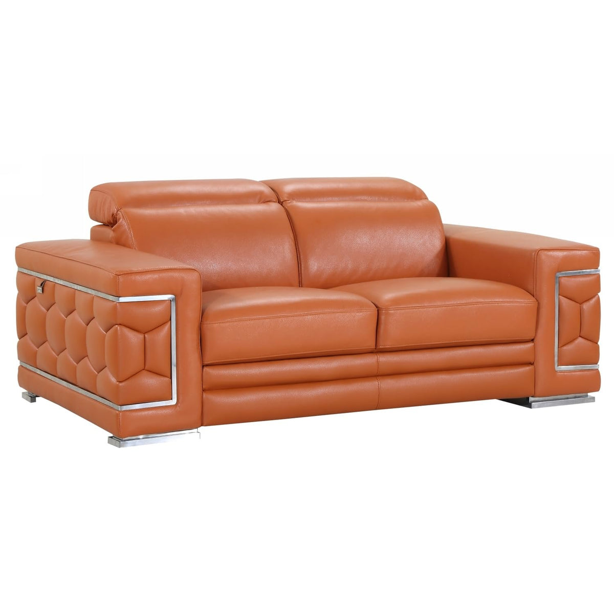 HomeRoots 71' Sturdy Camel Leather Loveseat