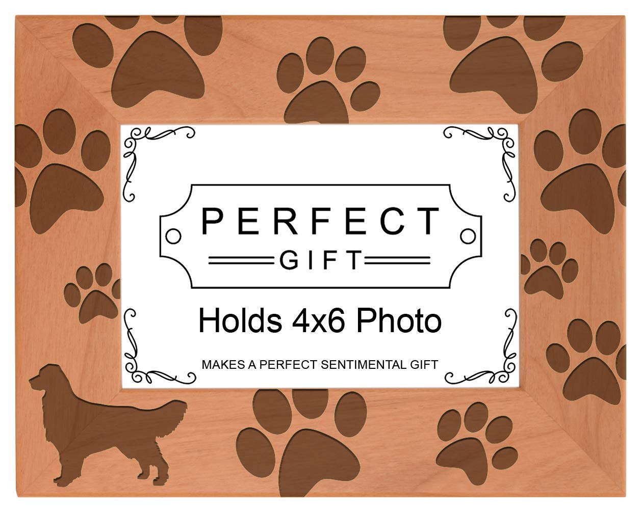 Gifts For All By Rachel Olevia Dog Lover Gift Golden Retriever Paw Prints Natural Wood Engraved 4x6 Landscape Picture Frame Wood