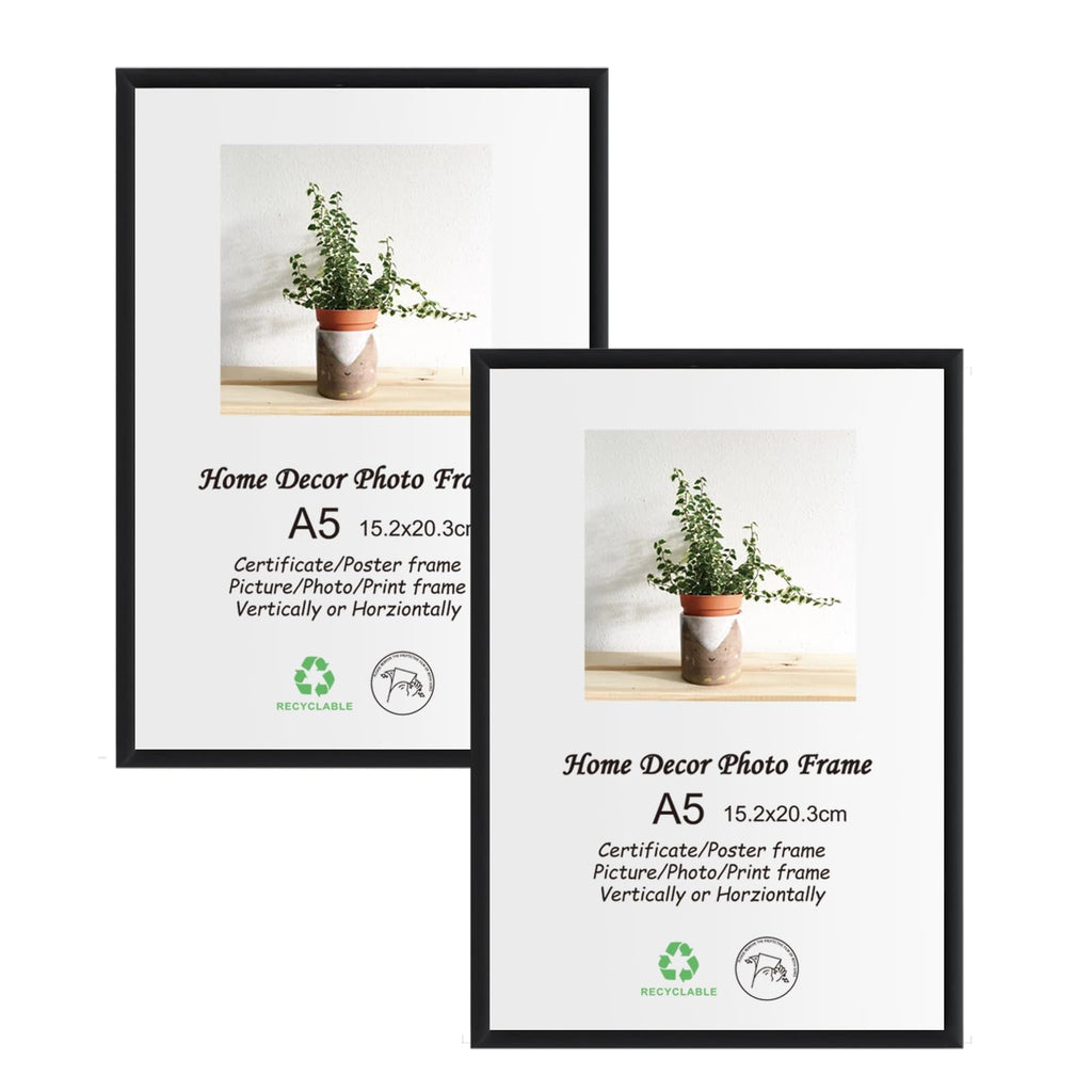 LYYYXGYP 6x8 Metal Picture Frame 15.2x20.3cm 2 Pack Black Aluminum Alloy Photo Frame with Plexiglass for Wall Hanging or Tableto