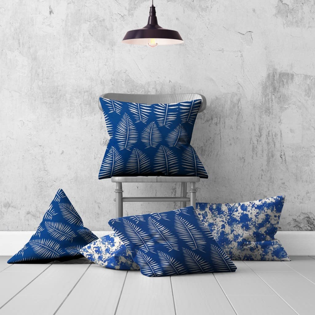 HomeRoots 100% Polyester Set of Three 20x20 Blue and White Blown Seam Polyester Coastal Throw Pillows