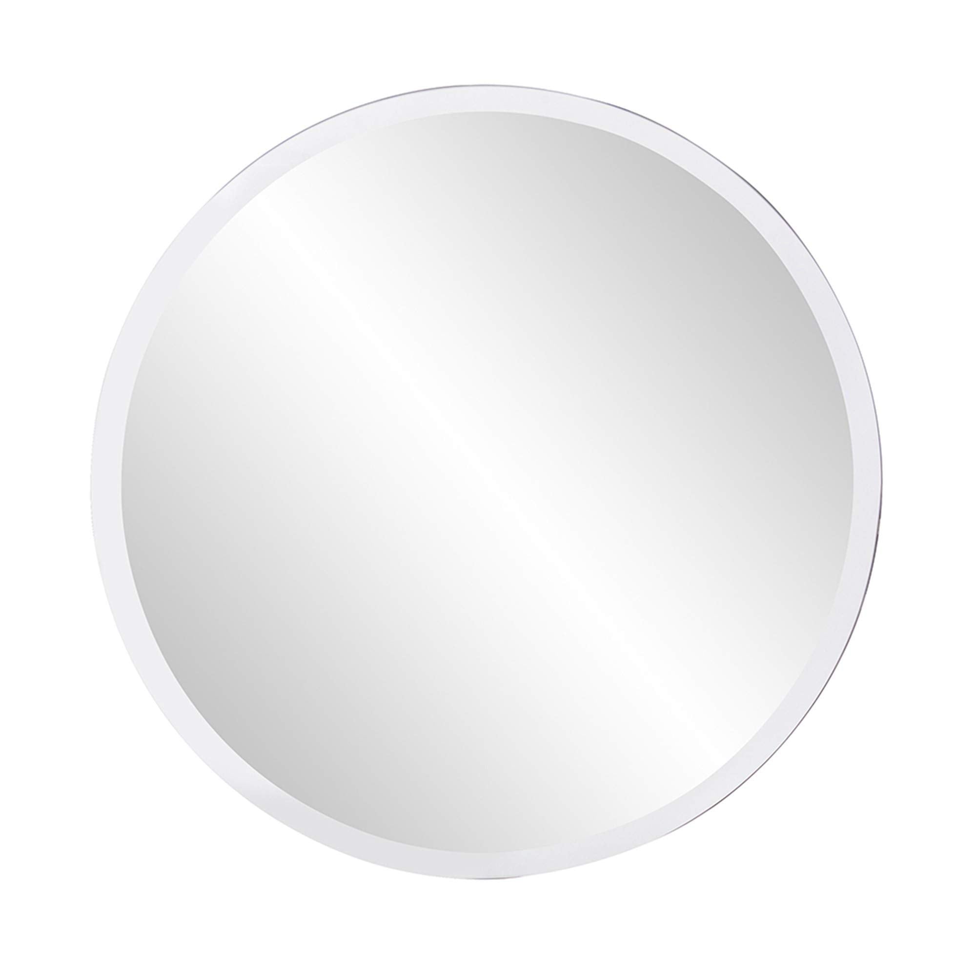 HomeRoots 28' X 28' Minimalist Round Mirror with Beveled Edge