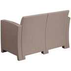 Flash Furniture Seneca Light Gray Faux Rattan Loveseat with All-Weather Light Grey Cushions