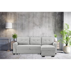 Lilola Home Hunter Light Gray Linen Reversible Sleeper Sectional Sofa with Storage Chaise
