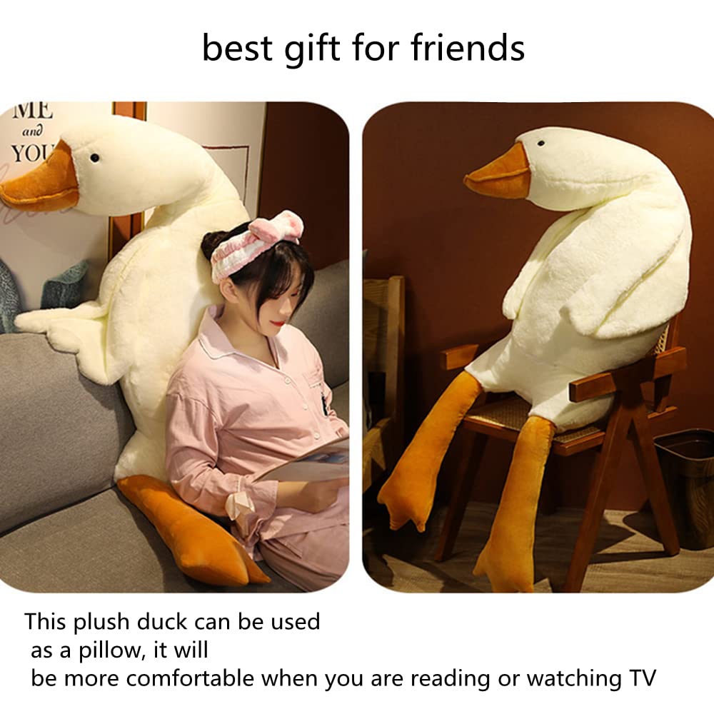 Goose Stuffed Animal Pillow Toy, Cute Giant White Goose Stuffed Animal Duck Plush Pillow,Super Soft Hugging Pillow,Swan Pillow W
