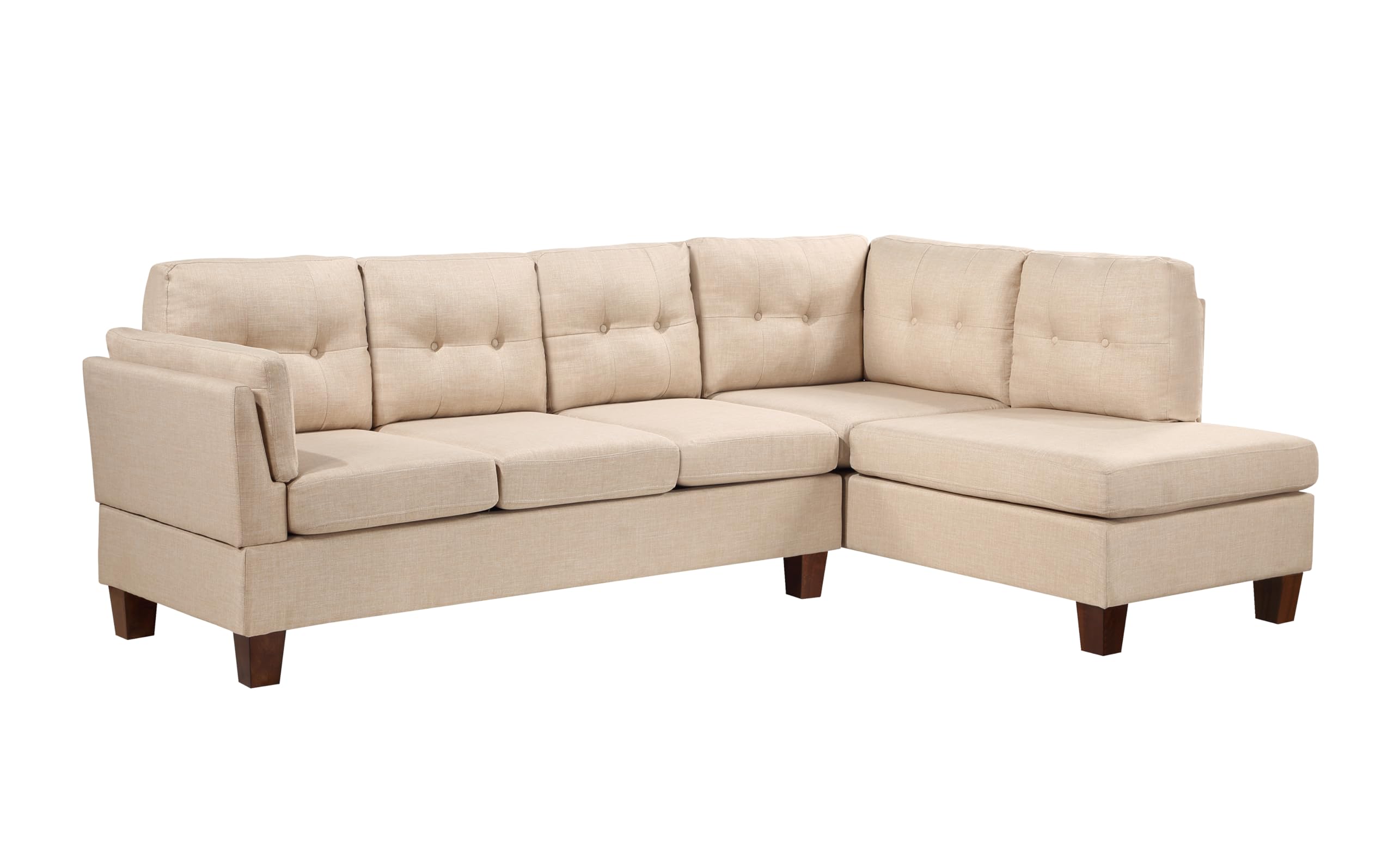Dalia Khaki Linen Modern Sectional Sofa