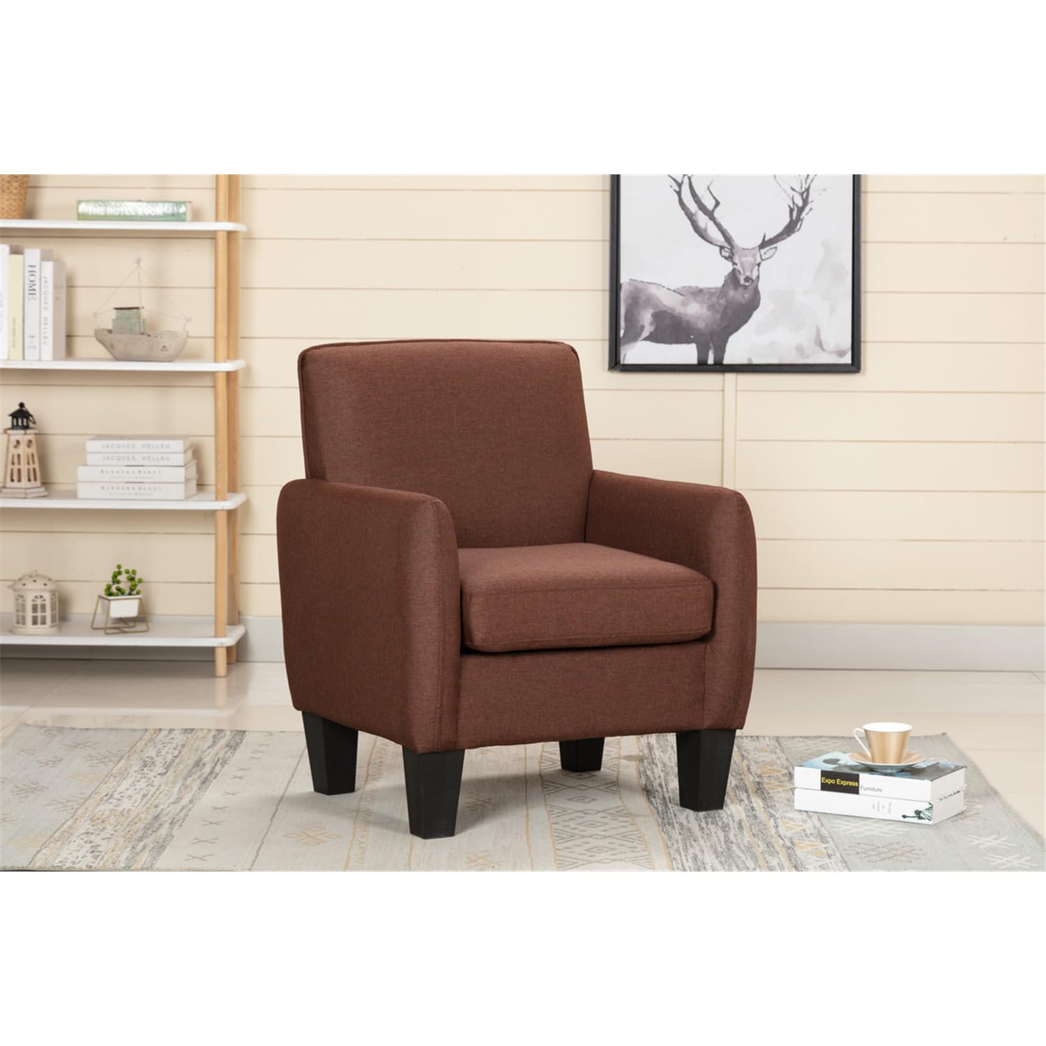 Lilola Home Mia Brown Linen Accent Armchair