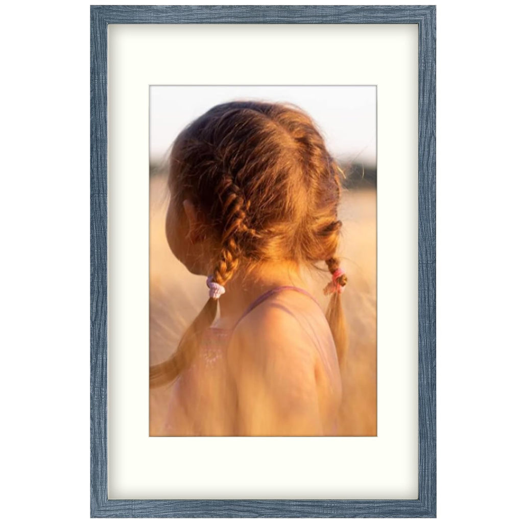Golden State Art, 16X24 Picture Frame with Mat for 12X18 - High Definition Glass Wall Mounting Horizontal Vertical Display (Blue