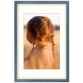 Golden State Art, 16X24 Picture Frame with Mat for 12X18 - High Definition Glass Wall Mounting Horizontal Vertical Display (Blue