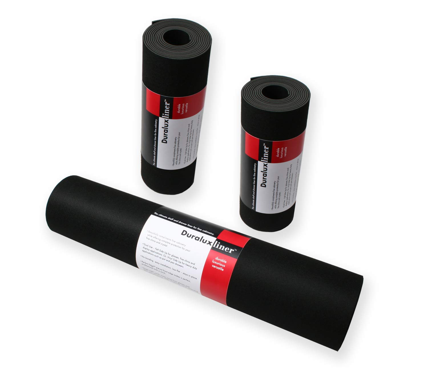 Duralux Black Shelf Liner (one 20' x 10' roll) | Drawer Liner | Non-Adhesive | Felt-Backed for Dual Use | Non-Slip | Durable & 