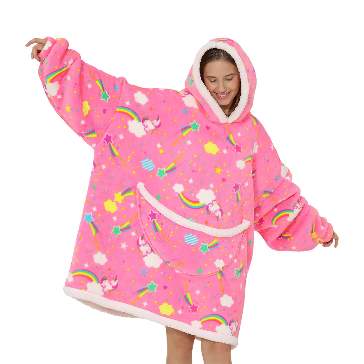 Deserthome Wearable Blanket Hoodie Oversized Hooded Blanket For Adult Women Super Soft Comfortable Warm Flannel Birthday Gift Ra