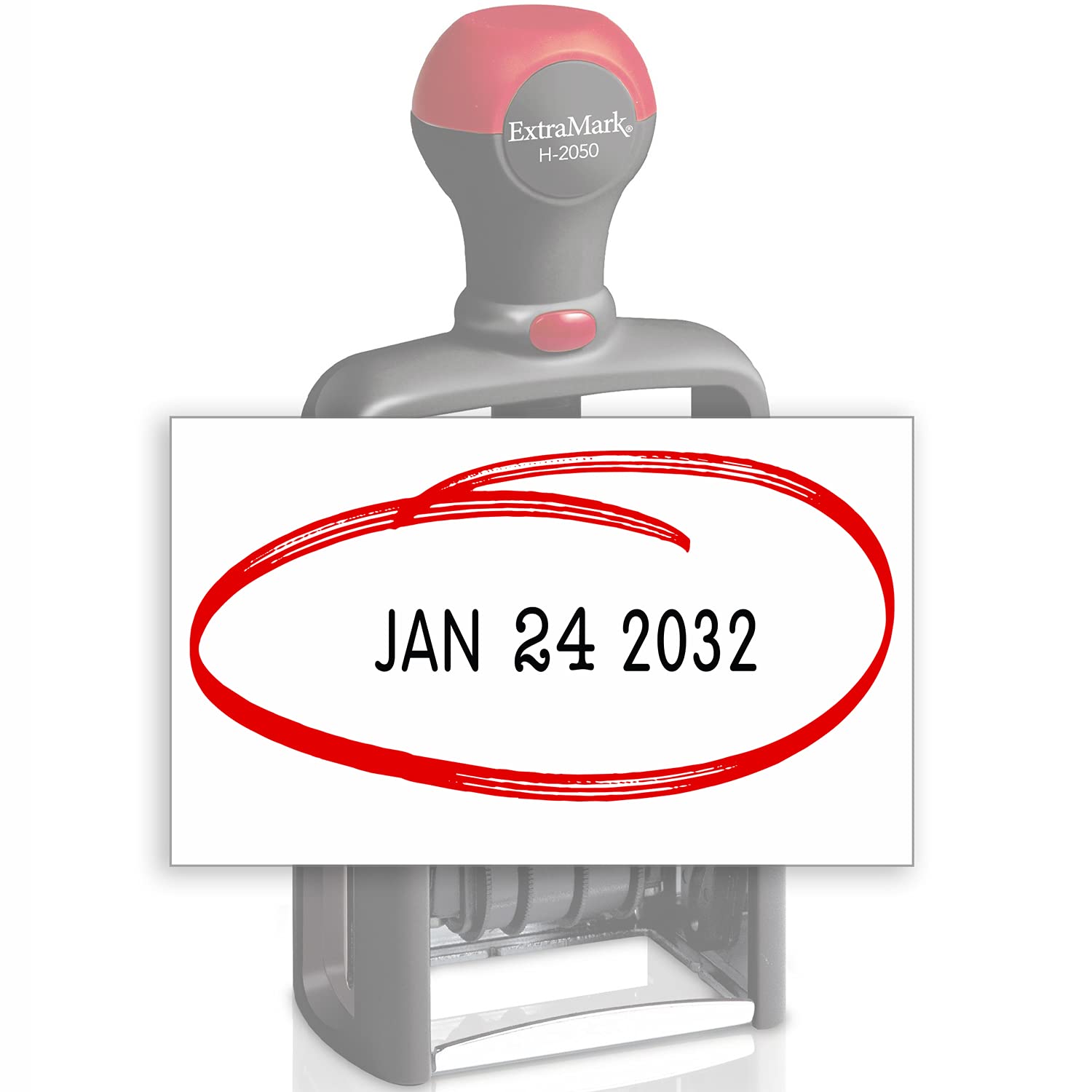 Heavy Duty Office Date Stamp - Brush Stroke Design - Self Inking Dater - Red/Black Ink Color