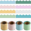 4 Rolls Bulletin Board Borders Eucalyptus Green Light Turquoise Mauve Scalloped Border Trim For Classroom 144Ft
