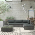 vidaXL 5 Piece Garden Lounge Set with Cushions Poly Rattan Gray