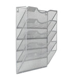 Easypag 5 Pockets Mesh Wall File Holder Organizer Office Hanging Mail Holder Organizer Magazine Rack,Silver