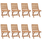 vidaXL 8X Solid Wood Teak Folding Patio Chairs with Cushions Garden Outdoor Terrance Balcony Furniture Wooden Armchair Seating Dining Chair
