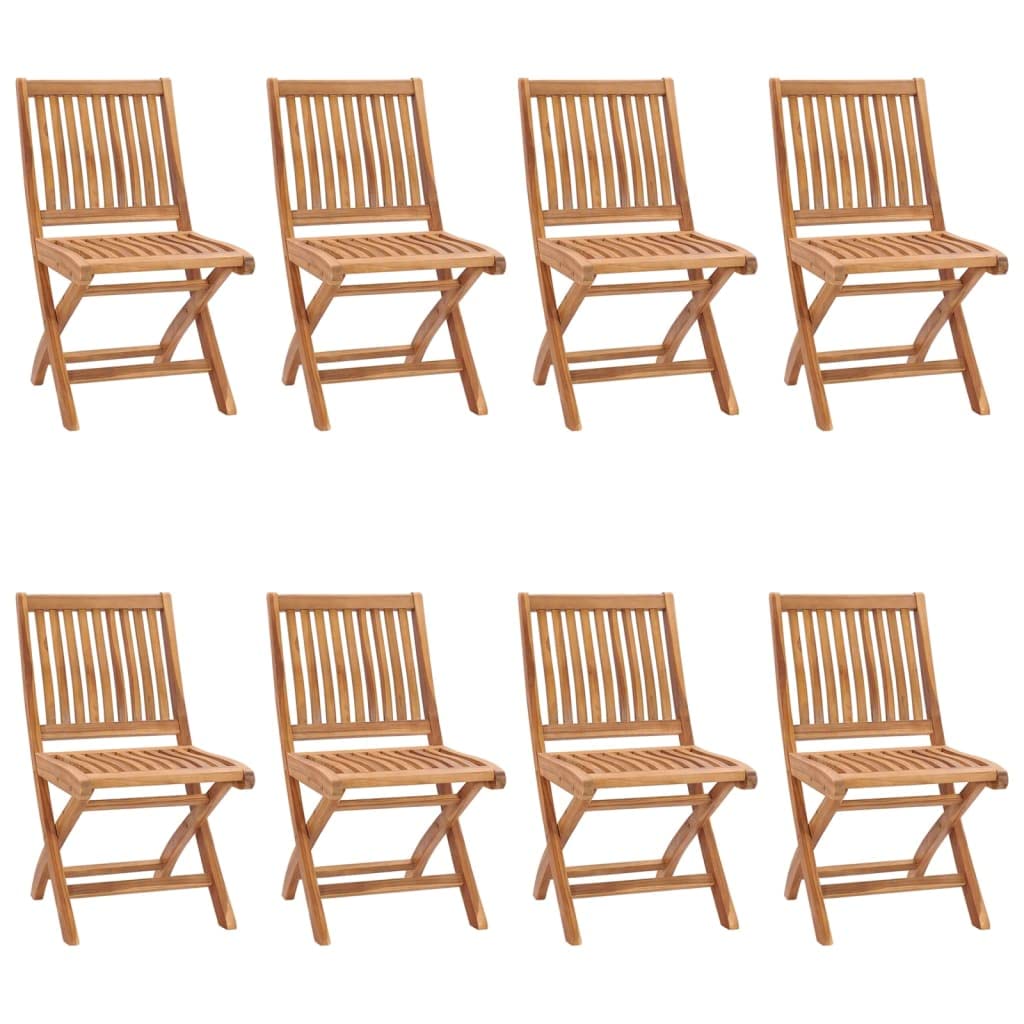 vidaXL 8X Solid Wood Teak Folding Patio Chairs with Cushions Garden Outdoor Terrance Balcony Furniture Wooden Armchair Seating Dining Chair