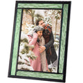Green Stained Glass Picture Frame for Home D  cor Office Desk Table Top 5x7 Photo Horizontal Vertical Easel Back Series J Devlin