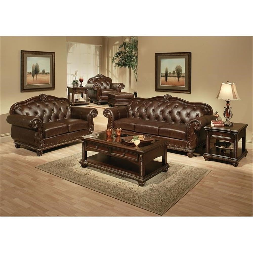 Acme Anondale Loveseat in Espresso Top Grain Leather Match and Cherry