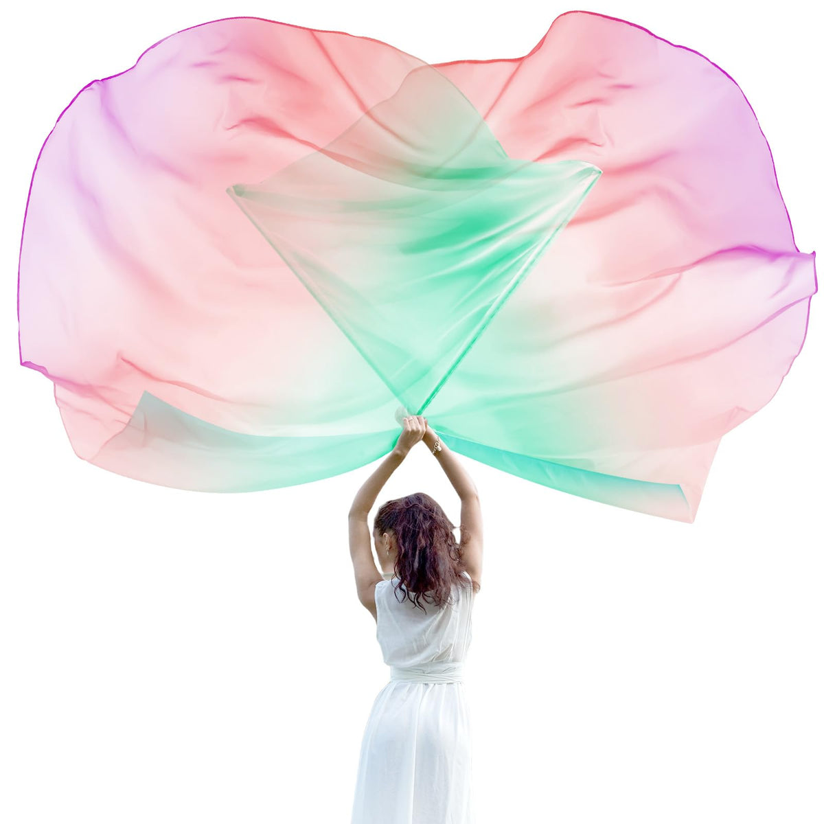 Jetec 2 Set 55 ' Praise Dance Worship Flags With Scalable Rod Semicircle Worship Angel Wing Flag For Church Dance Banner (Green
