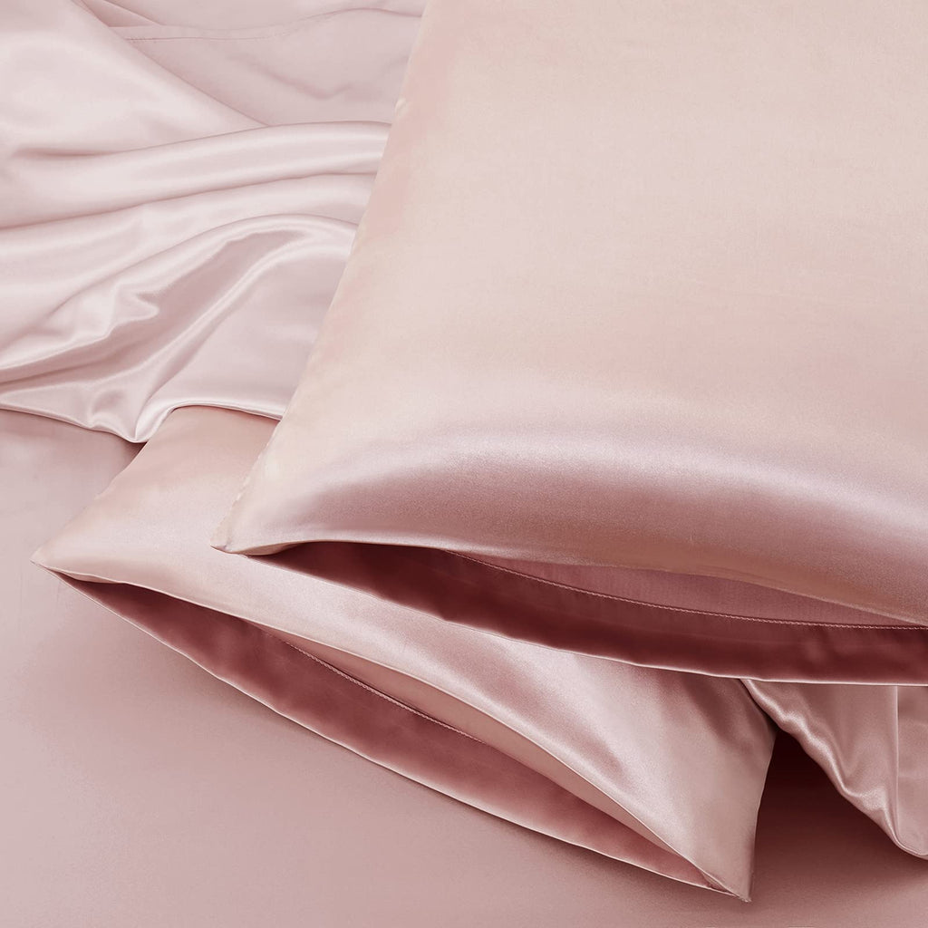 Aormenzy Champagne Satin Pillowcase for Hair and Skin, Satin Pillow Cases for Women Standard Size Set of 2 with Envelope Closure