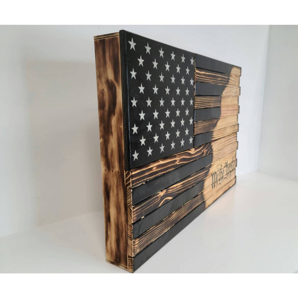 American Furniture Classics Model Lrgwtp Large American Hybrid Flag Burnished With We The People Logo Wall Hanging Gun Concealment With Two Secret Compartments