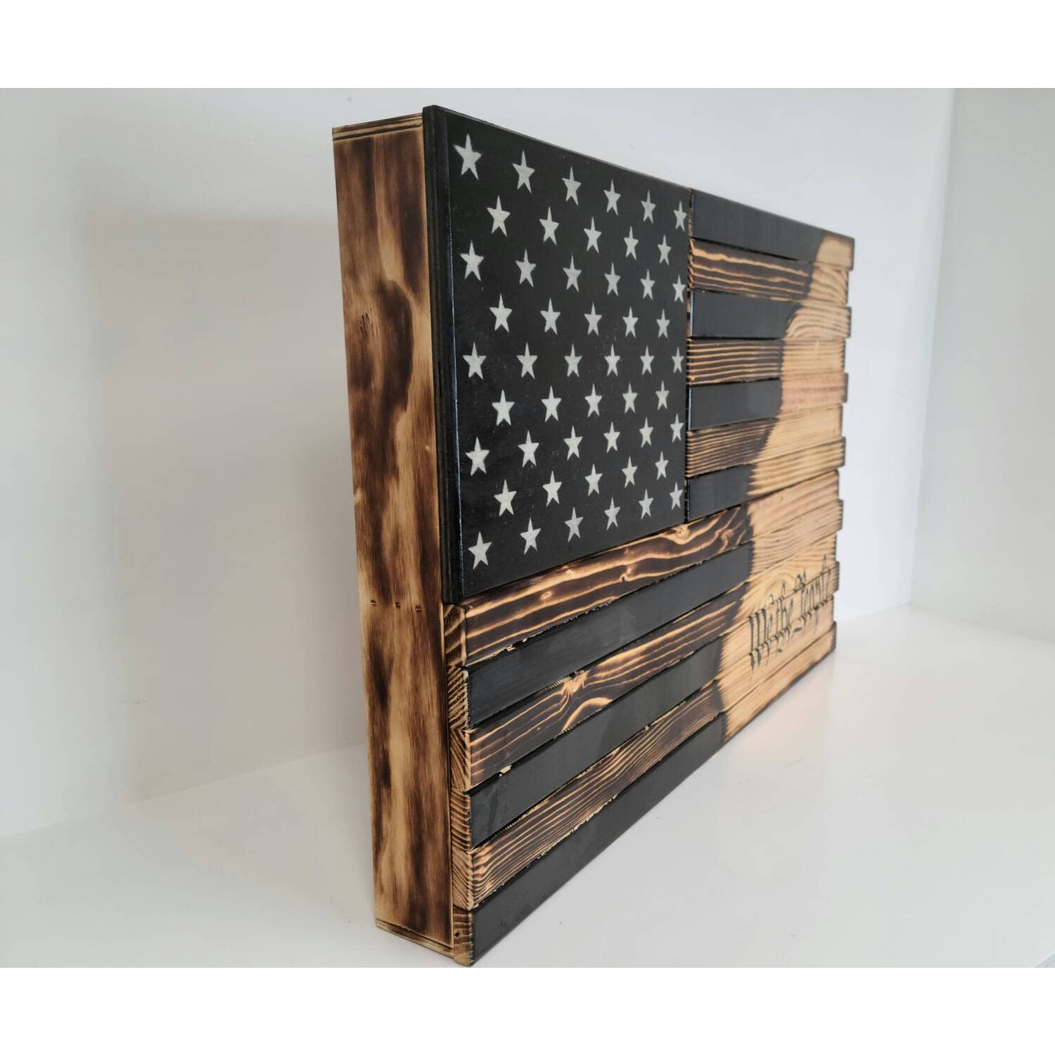 American Furniture Classics Model Lrgwtp Large American Hybrid Flag Burnished With We The People Logo Wall Hanging Gun Concealment With Two Secret Compartments