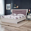 Royaloak Zurich High Gloss King Size Bed With Upholstered Headboard & Hydraulic Storage | Hdf With High Gloss Reflective Finish 