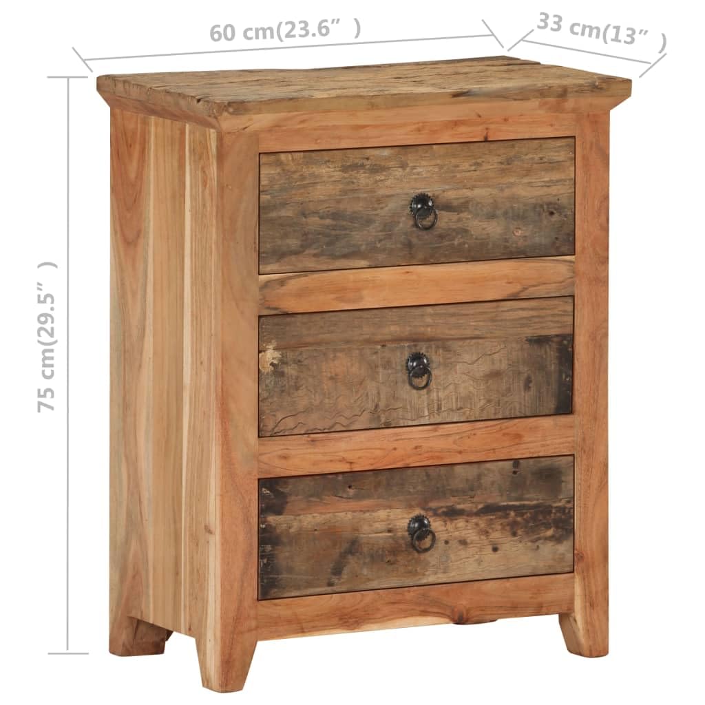 vidaXL Rustic Sideboard with 3 Drawers Made from Solid Acacia Wood and Reclaimed Wood – Perfect for Adding Charm to Your Living Space