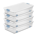 Sterilite 56 Qt Wheeled Latching Storage Box, Stackable Bin with Latch Lid, Plastic Container to Organize Shoes Underbed, Clear 