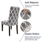 Jqinhome Dining Chair Covers Set Of 4, High Stretch Removable Washable Parsons Chair Slipcover For Home Party Hotel Wedding Ceremony (Grey White)