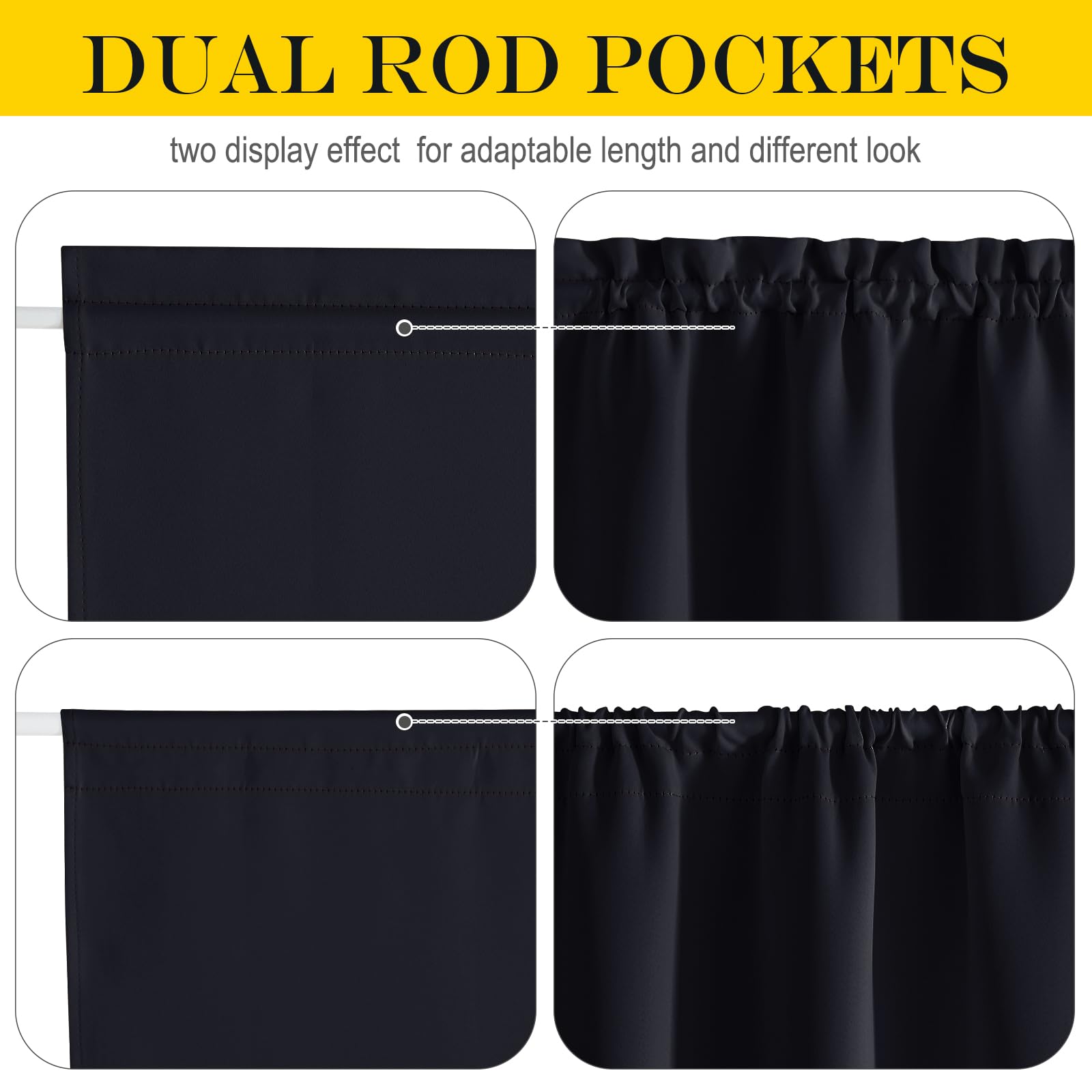 Nicetown Room Darkening Blackout Window Curtain, Thermal Insulated Solid Color Energy Saving Decorative French Door Curtains For Home Office Living Room 36W X 80L Inch, Black, 1 Panel