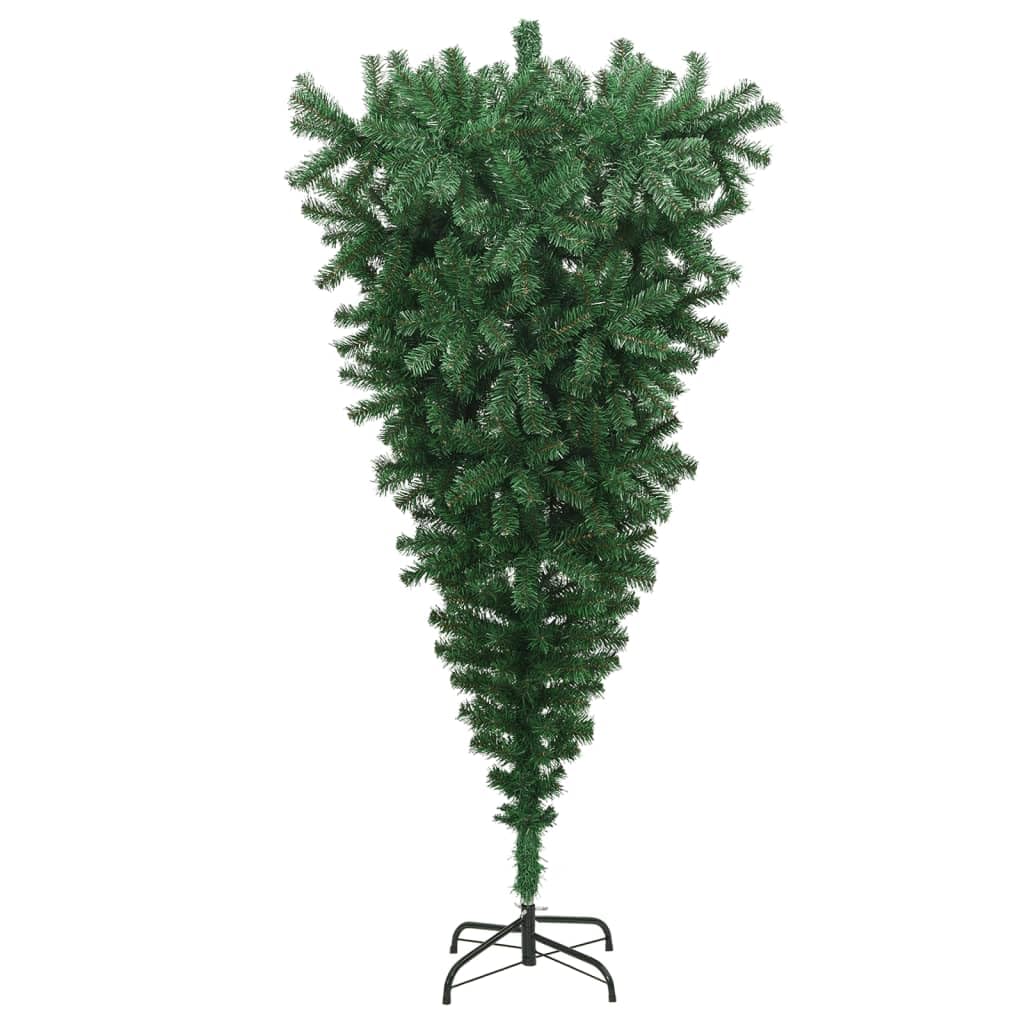 Vidaxl 8 Ft Upside-Down Green Pvc Artificial Christmas Tree With 1300 Branches, Adjustable, Designed With Steel Stand For Stability
