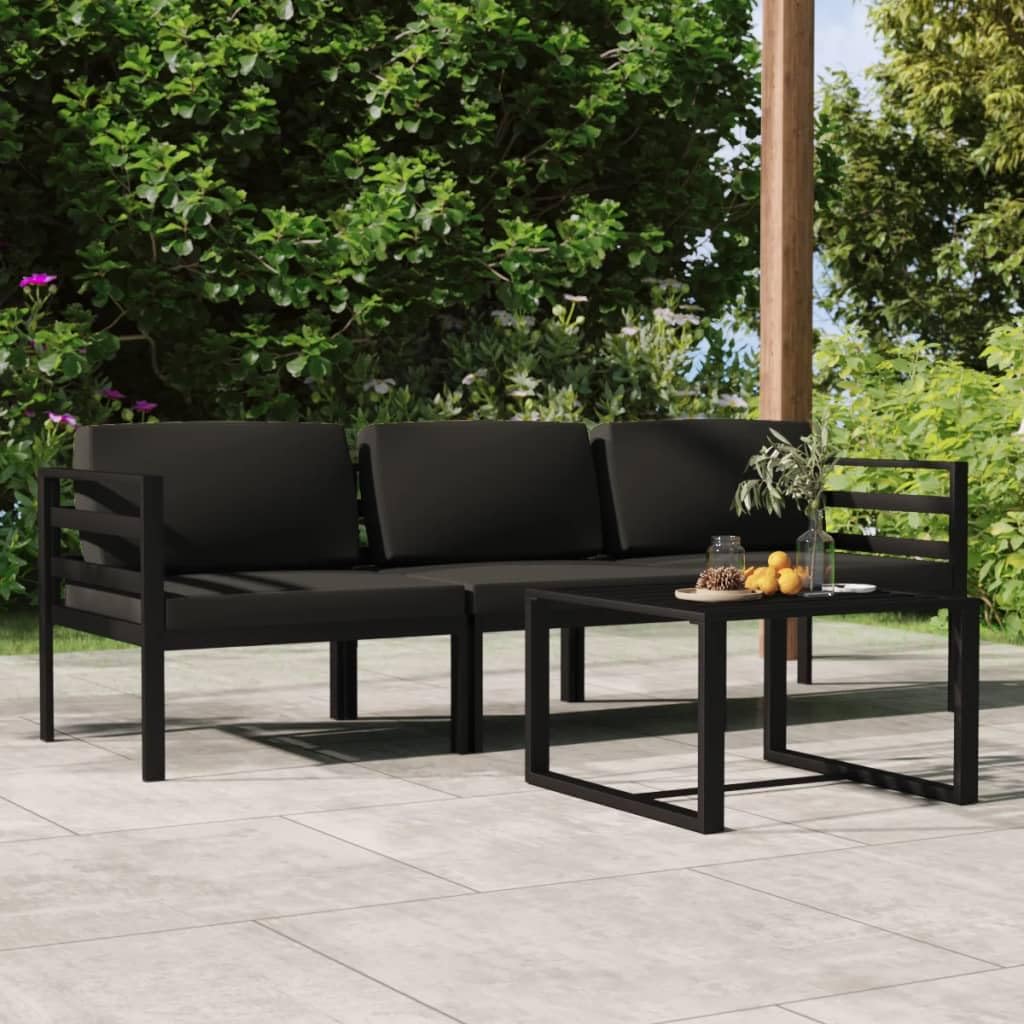 vidaXL 3 Piece Aluminum Patio Lounge Set - Versatile, Easy to Assemble Outdoor Furniture with Cushions - Anthracite