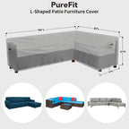 Purefit Outdoor Sectional Sofa Cover Waterproof L Shaped Patio Furniture Covers For Deck, Lawn And Backyard, 104”X83” Right Facing, Gray