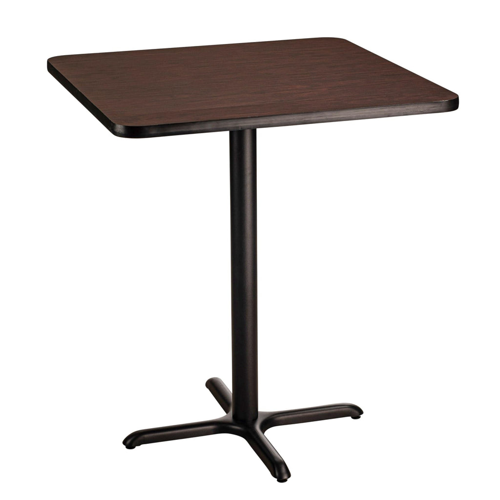 National Public Seating Nps 36&Quot; Square Cafe Table With X Base, 42&Quot; Height, Particleboard Core/T-Mold, Mahogany Top, Black Frame