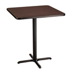 National Public Seating Nps 36&Quot; Square Cafe Table With X Base, 42&Quot; Height, Particleboard Core/T-Mold, Mahogany Top, Black Frame