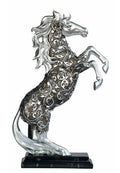 George S. Chen Imports SS-G-11679 Silver Toned Engraved Horse Standing Statue, 12