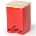 Quxija Ceramic Tea Bag Storage Organizer Caddy Holder With Lid (Red)