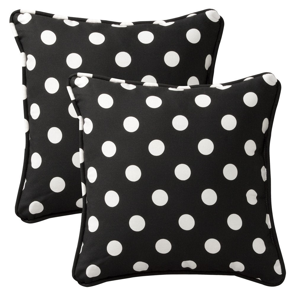 Pillow Perfect 386836 Perfect Decorative Polka Dot Toss Pillow, Square, Black/White, 18.5' X 18.5'