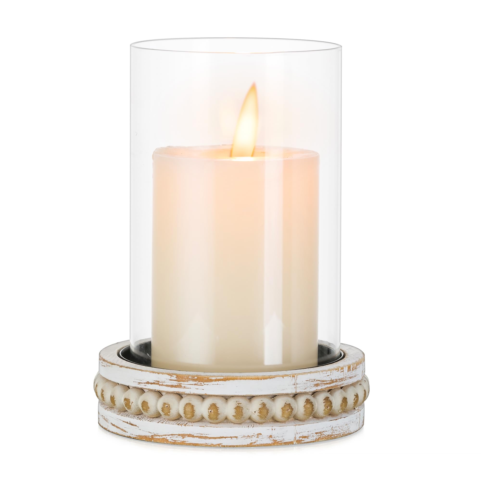 Glasseam Glass Hurricane Candle Holder, Decorative Candle Holders for Pillar Candles, Boho Candle Holders for Table Centerpiece,