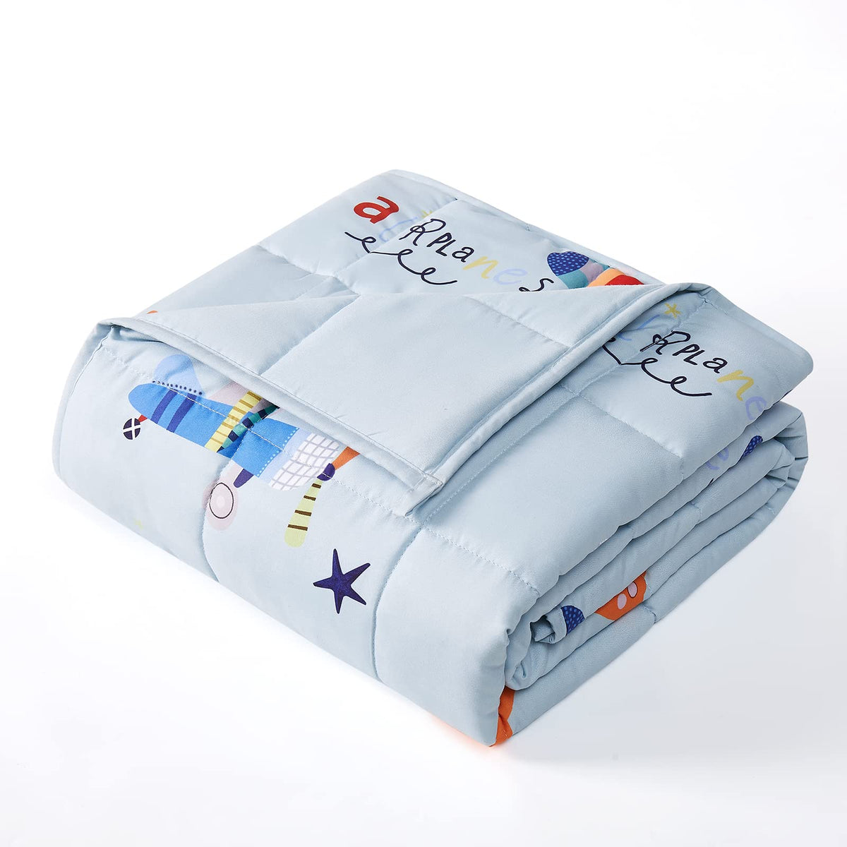 Hosukko Weighted Blanket - Weighted Blanket 3 Lbs Blue Airplane Heavy Blanket - Small Size Bresthable Blanket(36 * 48 Inches, 3