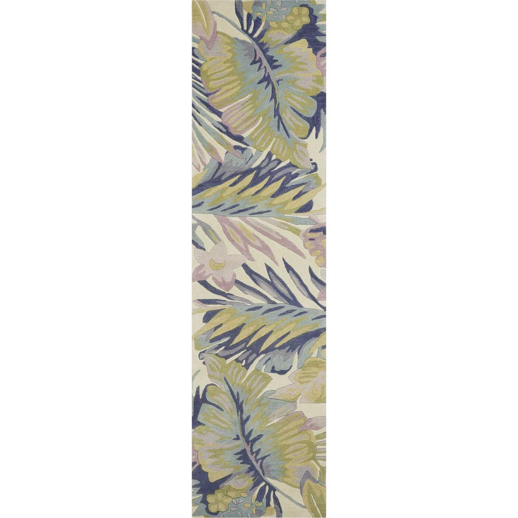 HomeRoots 6' Pastel Ivory Hand Tufted Tropical Plants Round Indoor Area Rug