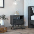 Nightstand Skyoner, Single Drawer, Hairpin Legs - Smokey Oak