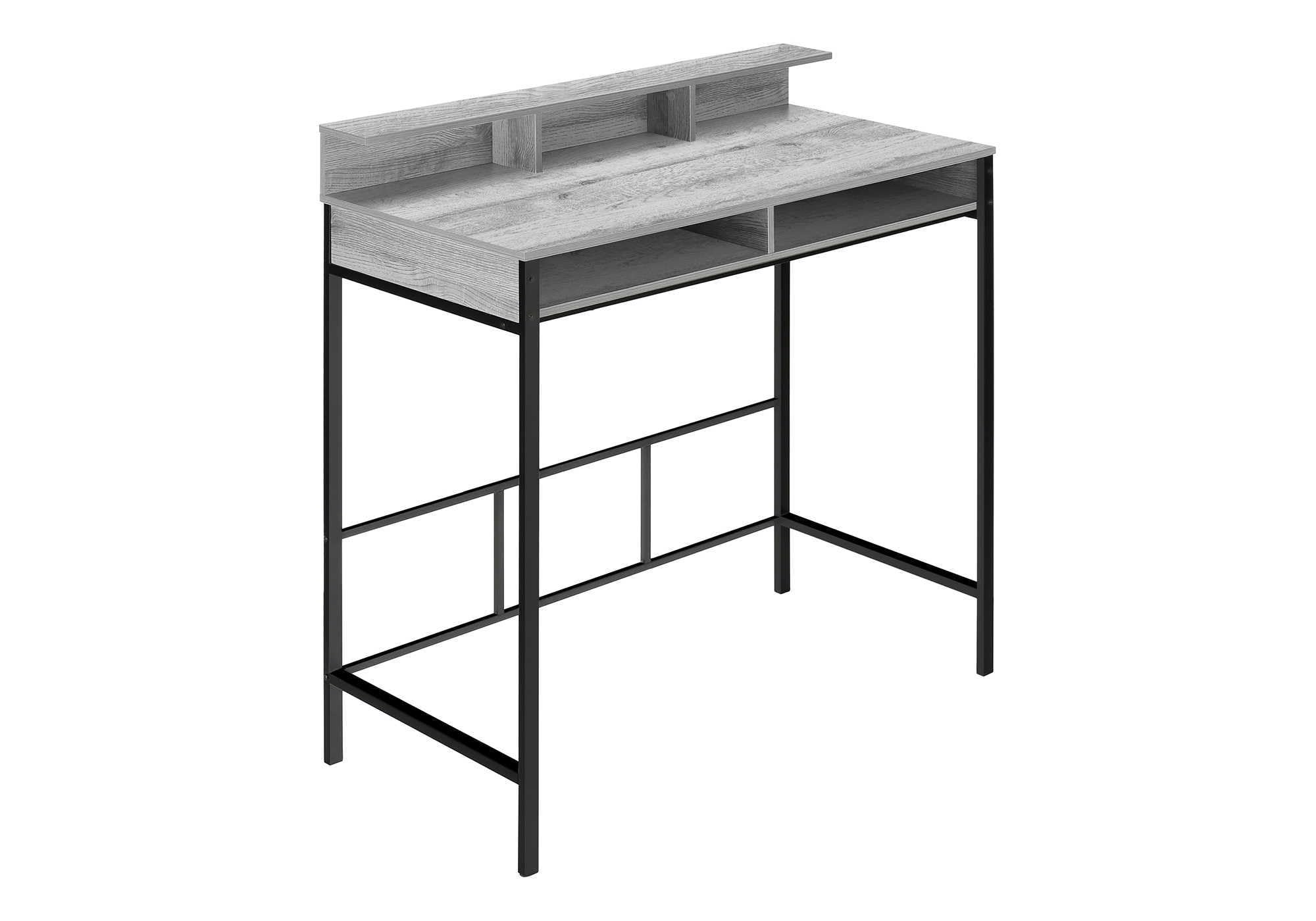 Monarch Specialties I 7703 Computer Desk, Home Office, Standing, Storage Shelves, 48&quot; L, Work, Laptop, Metal, Laminate, Grey, Black, Contemporary, Modern