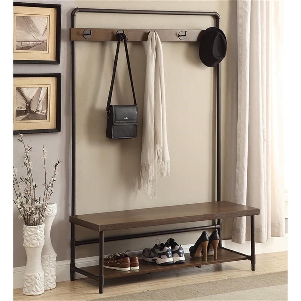 Coaster Home Furnishings Hall Tree, Coffee/Black Entryway Organizer, Stylish Storage Solution, Model 902921