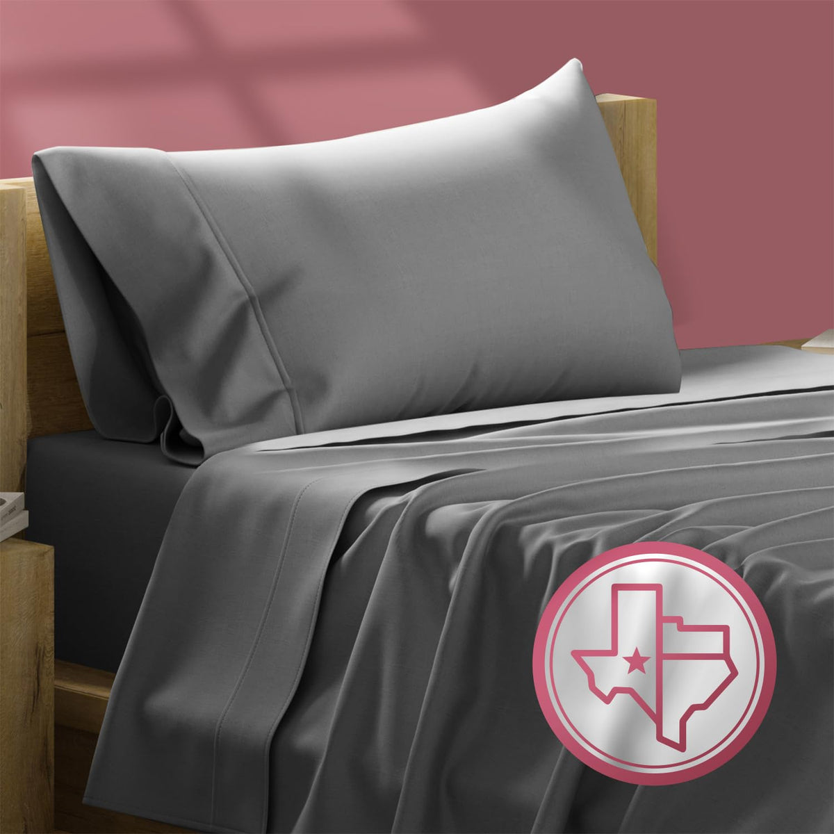 Texas Linen Co. Egyptian Cotton Twin Xl Sheet Set - 800 Thread Count 3 Pc Dark Grey Cotton Sheets For Twin Xl Bed, Extra Long St