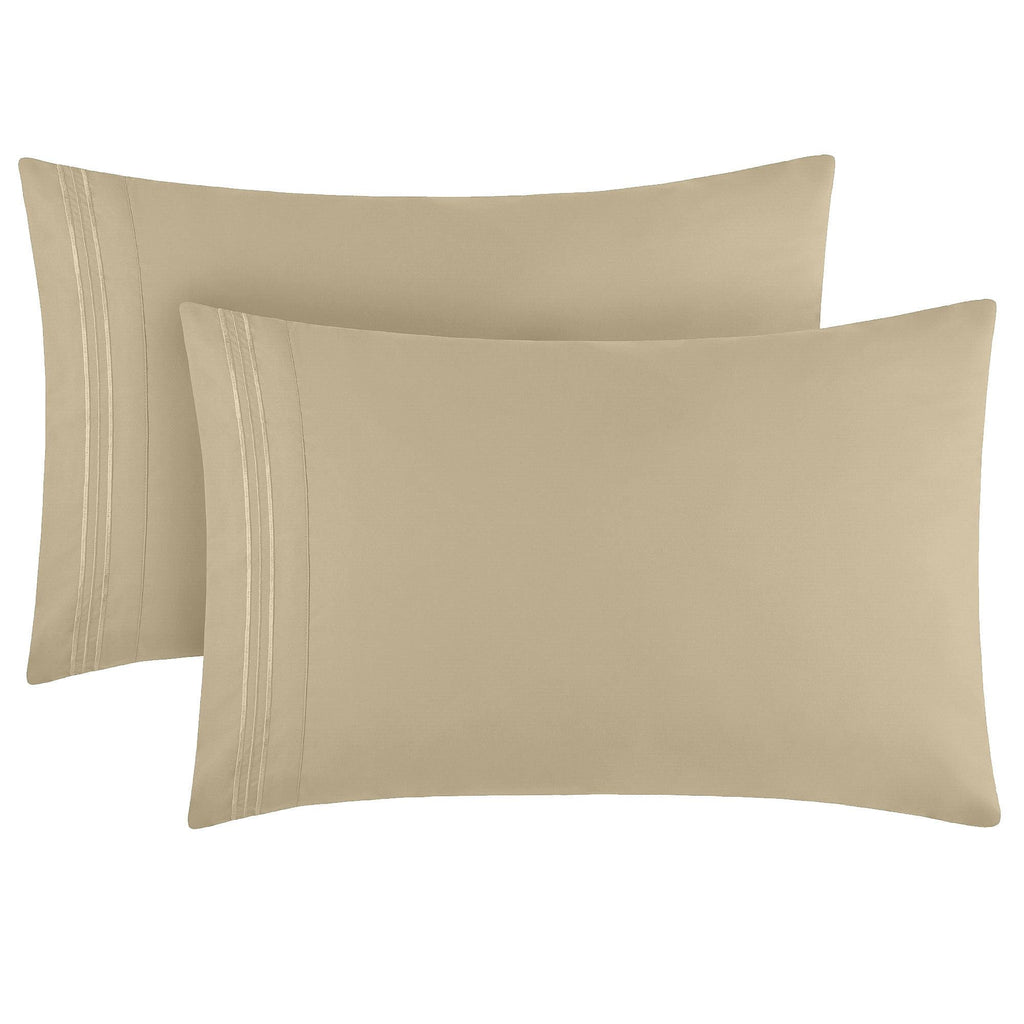 Mellanni Pillow Cases - Luxury, Extra Soft, Cooling Pillow Covers - 2 Pc Iconic Collection Pillowcases - Envelope Closure (King 20' X 40', New Beige)