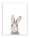 Stupell Industries Bunny with Pink Bubble Gum Forest Animal, Design by Leah Straatsma Wall Plaque, 13x19, White