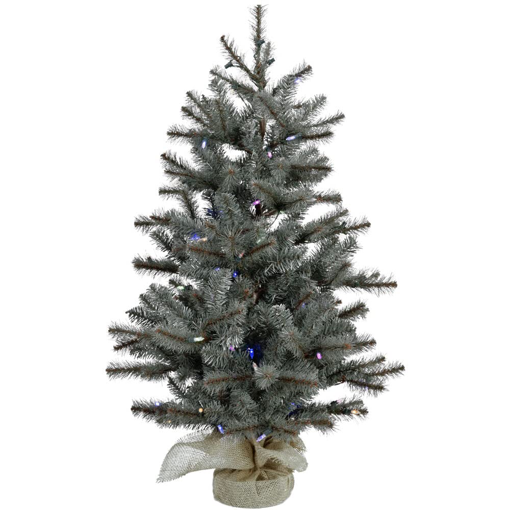 Christmas Time 3-Ft. Prelit Heritage Pine Accent Tree In Burlap Bag, Multi-Color Led Lights, Ct-Yv042-Ml, Green