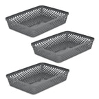 Glad Plastic Storage Basket Set - Multipurpose Drawer Trays, Kitchen Pantry Containers, And Bathroom Bins - 3 Pack Large Organizers, Grey